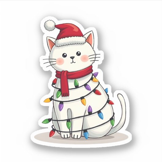 Cat Christmas Tree Christmas (4) Sticker (Voorkant)