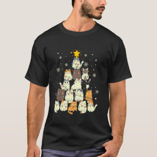 Cat Christmas Tree Lights Kitten Xmas Cat Lover Me T-shirt