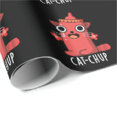 Cat-chup Grappige Ketchup Pun Donker BG Cadeaupapier (Rol Hoek)