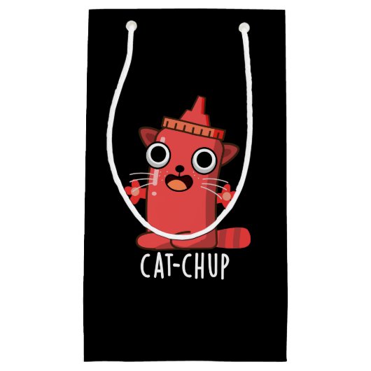 Cat-chup Grappige Ketchup Pun Donker BG Klein Cadeauzakje (Voorkant)