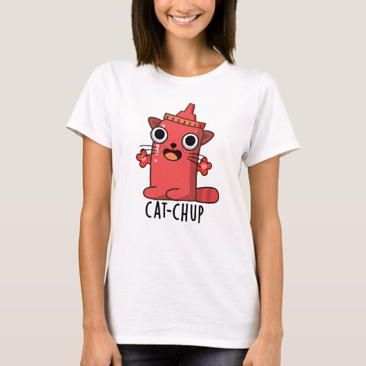 Cat-chup Grappige Ketchup Pun T-shirt (Voorkant)