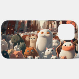 Cat City Cartoon Crowd iPhone 13 Pro Max Hoesje