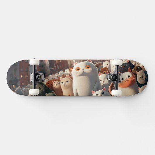 Cat City Cartoon Crowd Skateboard (Horizontaal)