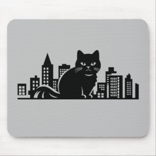 Cat Cityscape Furry Schattige Vector Graphic Muismat