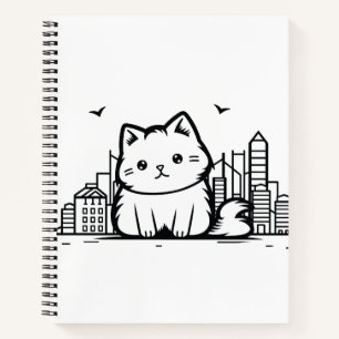 Cat Cityscape Furry Schattige Vector Graphic Notitieboek