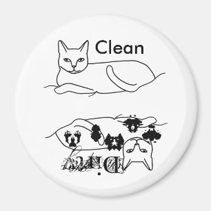 Cat Clean Dirty Lave-vaisselle Magnets