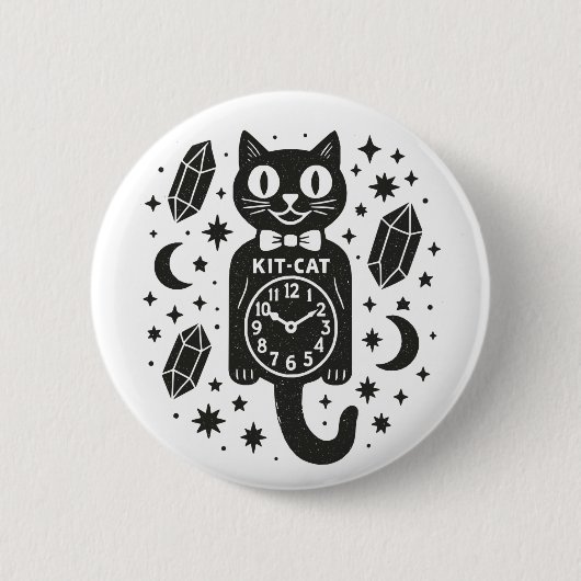 Cat Clock Ronde Button 5,7 Cm (Voorkant)