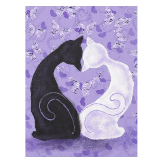 Cat Coeurs papillon mauve nappe (Devant)