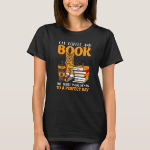 Cat Coffee And Book T-shirt