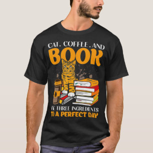 Cat Coffee And Book T-shirt