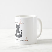 Cat + Coffee = Claws” Minimalist Design Koffiemok (Voorkant rechts)