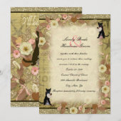Cat Coffee Lovers Collage Style Wedding Uitnodigin Kaart (Voorkant / Achterkant)