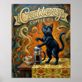 Cat Coffee Lovers Wall Art Print Poster (Voorkant)