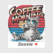 Cat Coffee morning Sticker (Vel)