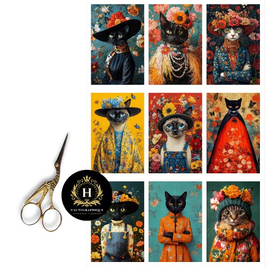 Cat Collage Kleine Projecten Junk Journal Decoupag Tissuepapier