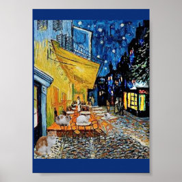 Cat Colony, Night Cafe Parody, Van Gogh Poster