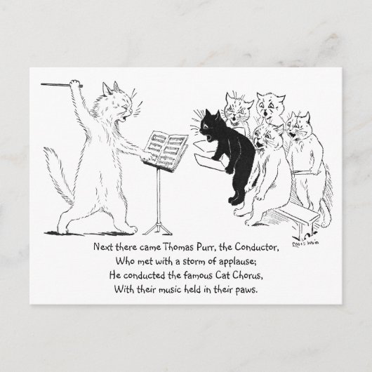 Cat Conducting Chorus  Louis Wain Briefkaart (Voorkant)