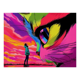 Cat Cosmic Gaze: Een ontmoeting van werelden Perfect Poster