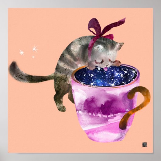 Cat Cosmos Cup Poster (Voorkant)