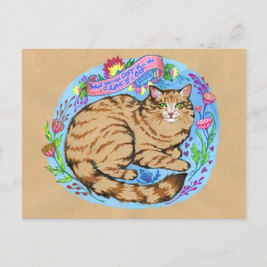 Cat Cote Art Whimsical Animal Carte postale (Devant)