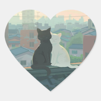 Cat Couple Hart Sticker