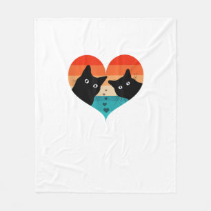 Cat Couple Retro Shirt Funny Black Cat Val Fleece Deken