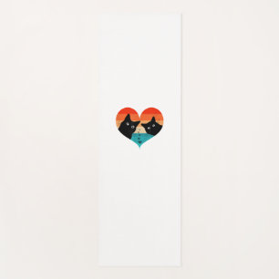 Cat Couple Retro  Shirt Funny Black Cat Val Yogamat