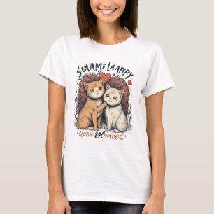 Cat Couple T-Shirt Schattige Romantisch Kat Liefde