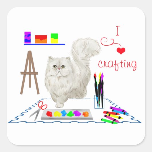 Cat Craft Room Art Studio Vierkante Sticker (Voorkant)