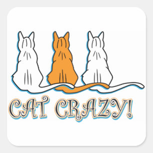 Cat Crazy Oranje Tabby Cats Vierkante Sticker