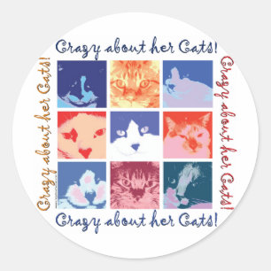Cat Crazy Ronde Sticker