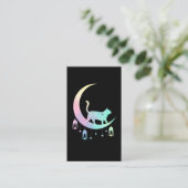 Cat Crescent Moon Horoscope Pastel Gothic Wicca Visitekaartje (Staand voorkant)