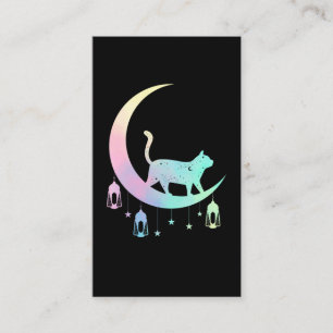 Cat Crescent Moon Horoscope Pastel Gothic Wicca Visitekaartje