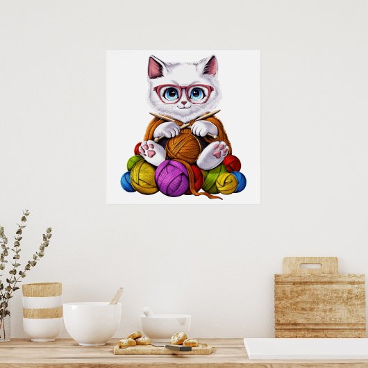 Cat Crocheting Poster (Keuken)