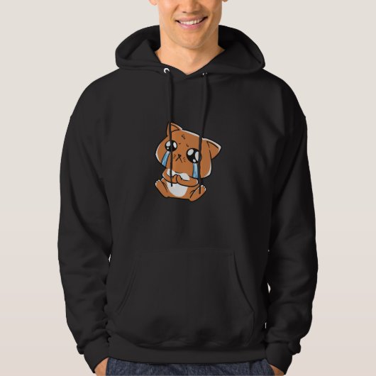cat crying sad cute kitty hoodie (Voorkant)