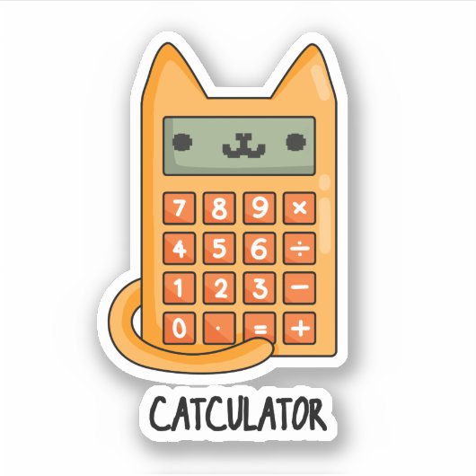Cat-culator Grappige Calculator Pun Sticker (Voorkant)
