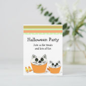 Cat Cupcake Halloween Party Invitation Kaart (Staand voorkant)
