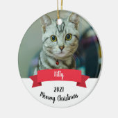 Cat Custom Christmas Ornement en céramique (Gauche)