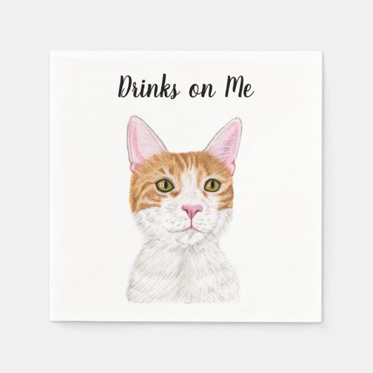 Cat Custom Cocktail Napkin Servet (Voorkant)