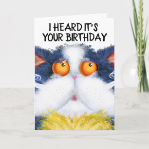 CAT CUTE CAT ART AMUSANT CARTES DE SALUT D'ANNIVER