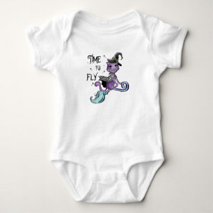 Cat Cute Flying Witch Cat Vliegtijd Romper