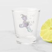 Cat Cute Flying Witch Cat | Vliegtijd Shot Glas (Achterkant)