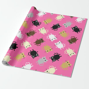 Cat Cute Kat Colorful 1st Birthday Party Thema Cadeaupapier