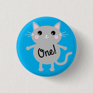 Cat Cute Kat Colorful 1st Birthday Party Thema Ronde Button 3,2 Cm