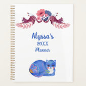 Cat Cute Kitty Aquarelle Monogramme Nom Calendrier (Devant)