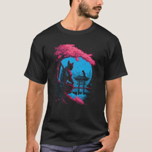 Cat Cute Ninja Japanese Animal Pet Illustratie 1 T-shirt