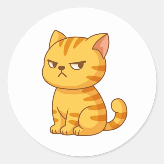 Cat Cute Oranje Tabby Cat Ronde Sticker (Voorkant)