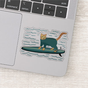 Cat Cute Surfing Tabby Cat Sticker