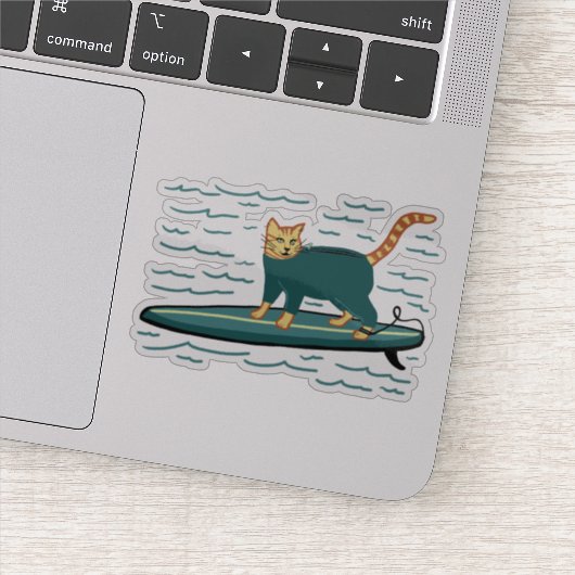 Cat Cute Surfing Tabby Cat Sticker (Detail)