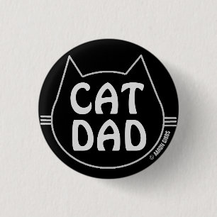 CAT DAD Black en White Ronde Button 3,2 Cm